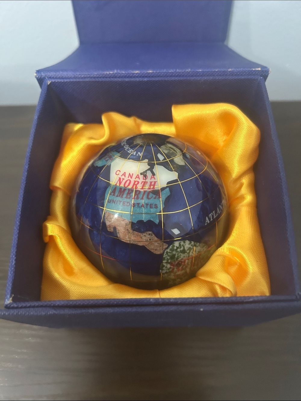 Kalifano Gemstone Globe Paperweight 3.5” World Globe Desk Accessory gift office - Picture 2 of 11